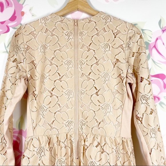 NEW H&M Peach Lace Long Sleeve Midi Dress S - Picture 7 of 14